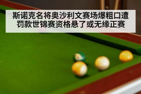 斯诺克名将奥沙利文赛场爆粗口遭罚款世锦赛资格悬了或无缘正赛